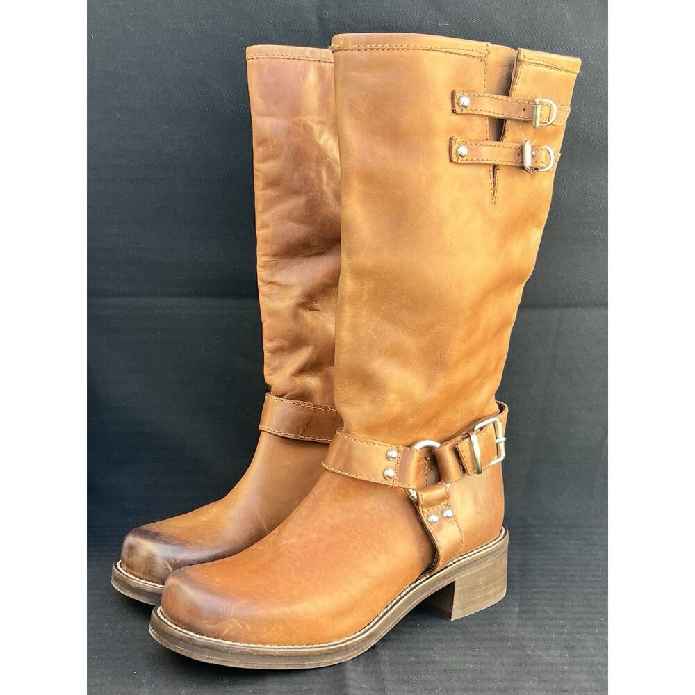 STEVE MADDEN Bryanna Moto Boot Brown Leather Women's Size 8 US - Picture 2 of 14